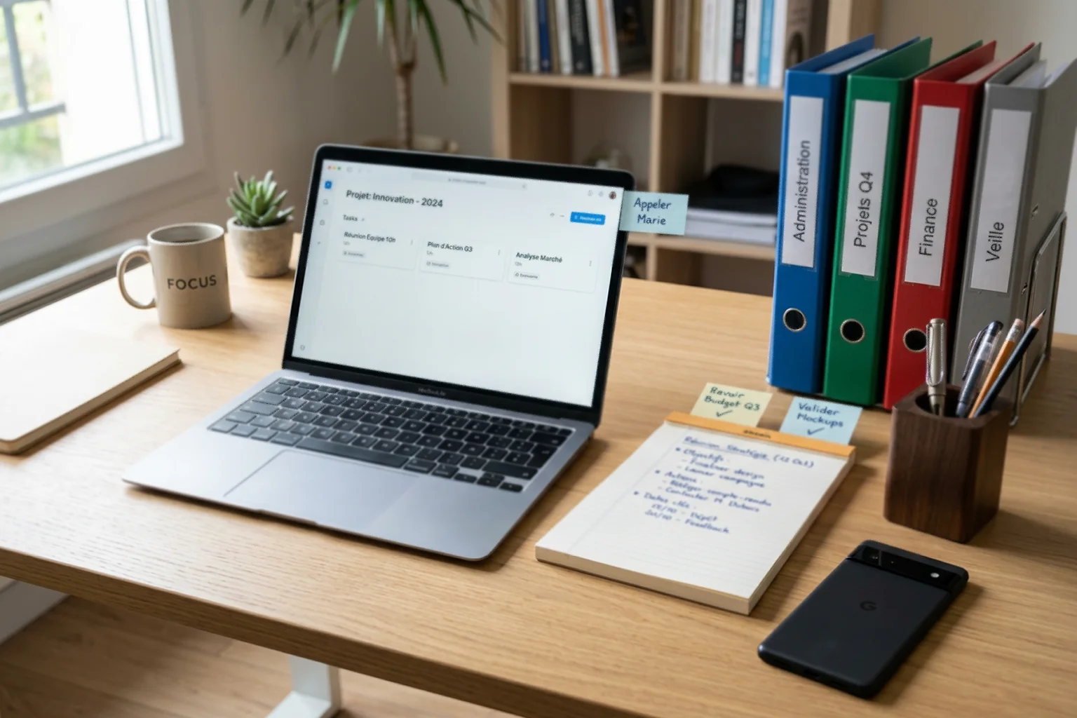 Espace de travail organisé et méthodique pour la gestion professionnelle d'activités en ligne